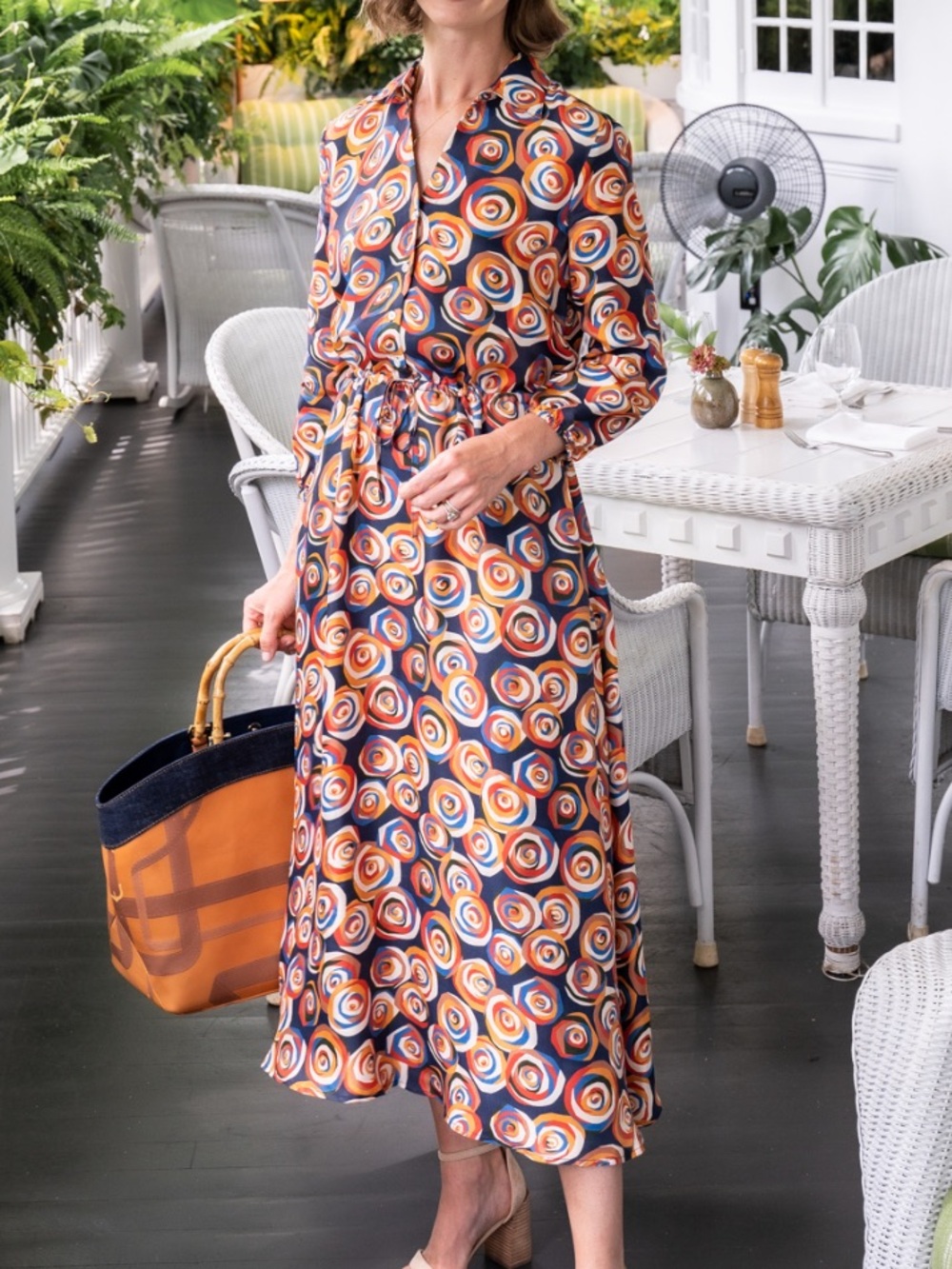 J.McLaughlin Mollie Silk-Blend Dress  1960s mod retro swirl print‎ Abstract